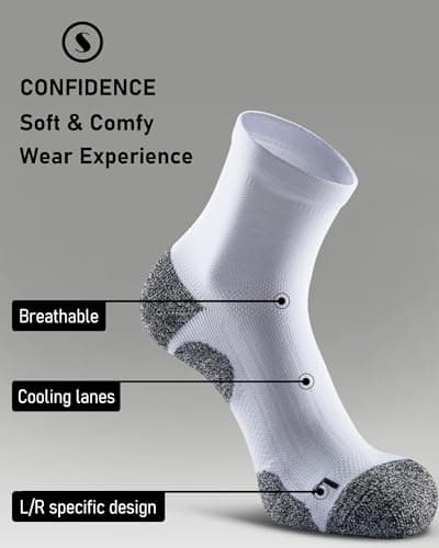 SITOISBE Quarter Compression Socks for Men Women, Cushioned Running Hiking Socks, Medium, White (4 Pairs) - Thumbnail 5
