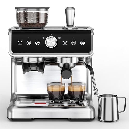 EUHOMY Espresso Machine with Grinder, 20 Bar Coffee Maker with Milk Frother Steam Wand, Professional Expresso Coffee Machines with Removable Water Tank, Latte & Cappuccino Machine for Home Barista - Image 1