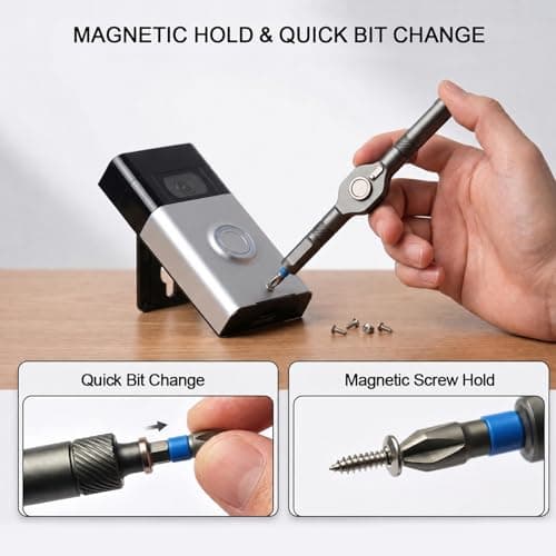 YrouGra 42 in 1 Magnetic Screwdriver Set, Magnetic Ratcheting Screwdriver Set with T Handle, Multi-Bit Magnetic Driver with Case, Portable Compact Repair Tool Kit for Electronics, Furniture & DIY - Thumbnail 4