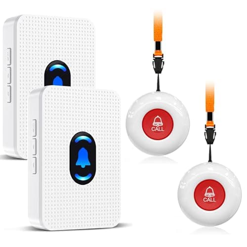 Daytech Caregiver Pager Call Button for Elderly Nurse Alert System for Seniors Patient Disabled at Home/Hospital/Clinic/Nursing Home 2 Emergency Button 2 Plugin Receivers - Image 1