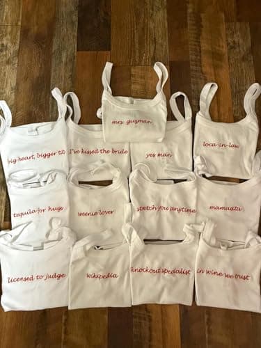 AfeilarSfltch Custom Embroidered Crop Top Bride Shirt Tank Top Custom Tank Tops for Women Bride Tank Top Wife of The Party Future Mrs Shirt Perfect Bachelorette Gifts Multi - Thumbnail 6
