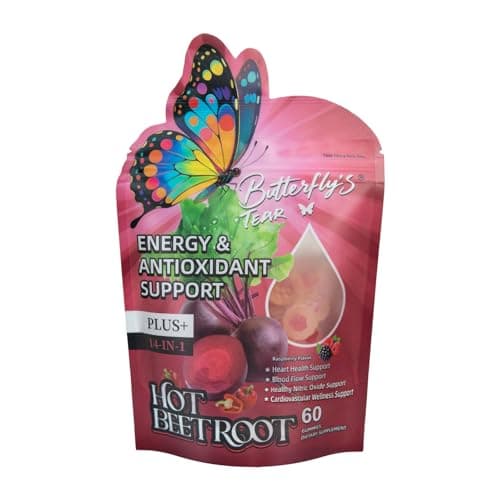 BUTTERFLY'S TEAR Beet Root Gummies | Nitric Oxide Booster | Heart & Blood Vessel Support | 14-in-1 Sugar Free Formula with Vitamin D3, K2 & E, Grape Seed, Hawthorn, Berberine | 60 Count Gummies - Image 1