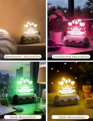 L LOHAS LED Birthday Night Lights for Kids, Kawaii Stuff Birthday Desk Lamp, Rechargeable Desk Decor for Bedroom, Besides, Dinning, Nursery Night Light for Kids, Boys, Girls, Gifts - Thumbnail 5
