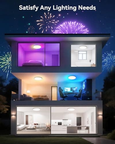 Pak 12 Inch LED Flush Mount Ceiling Light Fixture with Night Light, 24W Modern Ultra-Thin Ceiling Lamp with Remote, 2400LM Dimmable, 2700K-6500K Adjustable Color Temperature, for Bedroom Living Room - Thumbnail 5