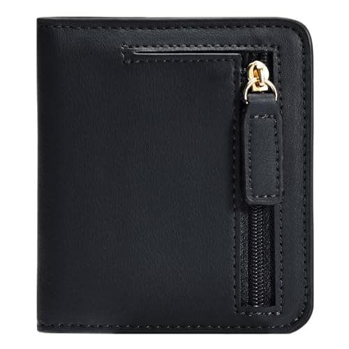 Gostwo Small Wallet for Women, Compact Bifold Credit Card Holder, Slim RFID Blocking Cash Black Wallet, Billfolds Thin Leather Zipper Mini Wallet Gift for Ladies Teen Girls Travel with ID Window - Image 1