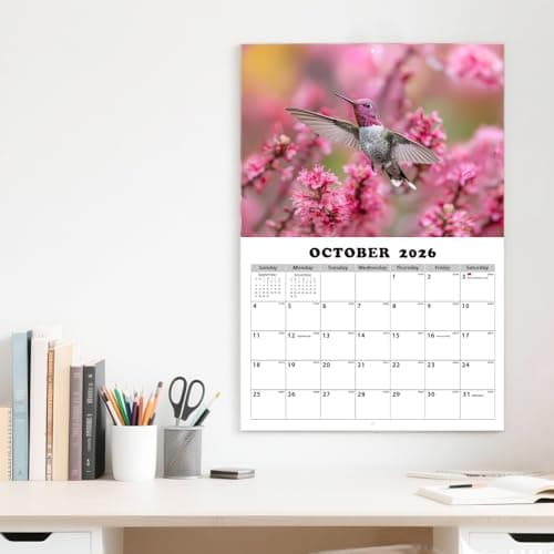 Dayvorax 2026 Wall Calendar - Monthly Calendar 2026-2027, Jan 2026 - Jan 2027, 11" x 16.5", Large Wall Calendar with Thick Paper, Large Blocks, Home or Office Calendar, Hummingbirds - Thumbnail 2
