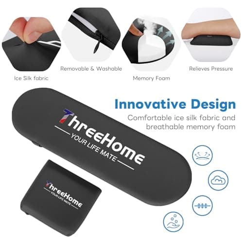 Keyboard and Mouse Wrist Rest Set - Memory Foam + Ice Silk Desk Essentials, Removable Washable Wrist Support with Elbow Rest for Desk, Ideal for Laptops with Stands, Eases Wrist Fatigue, Black - Thumbnail 5