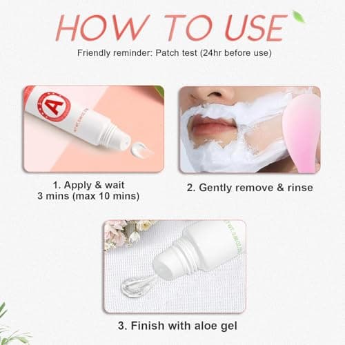 Watofun Facial Hair Removal Cream, Remover for Face & Body, Soothing Aloe Gel, For Sensitive Skin, With Coconut Oil, Vitamin E, Painless Hair Remover for Upper Lip, Chin, Eyebrows for Women & Men - Thumbnail 4