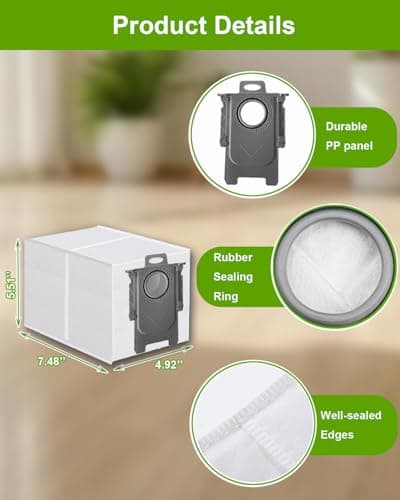 ApexOne 18 Pack Dust Bags for Roborock QV 35A, Qrevo S5V, Saros 20/10/10R/Z70, Qrevo Series, Qrevo Edge S5A, Qrevo Curv 2 Flow/CurvX/Curv/Curv S5X, S8 MaxV Ultra Robot Vacuum Cleaner, 3.2L Capacity - Thumbnail 5