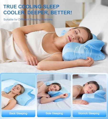 Neck Cervical Pillow, Side Sleeper Pillow for Neck Pain, Support Ergonomic Contour Memory Foam Pillows for/Side/Back/Stomach Sleepers Pain Relief Neck (23.5x14.5x5.5in) - Thumbnail 4