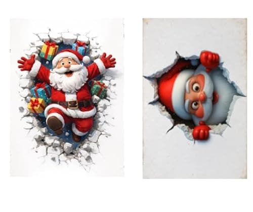 2-pack vintage country style Santa Claus themed metal tin sign decorative plaques - Size: 12 x 8 inches. Suitable for home decoration in living rooms, kitchens, bars, cafes, etc. Also makes a great gift. - Image 1