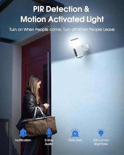 ANRAN Solar Security Cameras Wireless Outdoor with Light,2K Porch Floodlight Camera with Color Night Vision & AI Motion Detection,2-Way Talk Spotlight Siren Alarm,Compatible with Alexa - Thumbnail 3