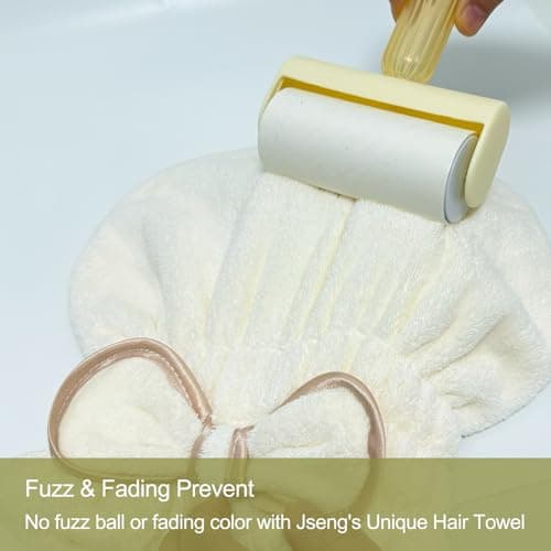 Jseng 3Packs Microfiber Hair Towel for Women - Quick-Drying, Super Absorbent Hair Wrap with Bow Design, Soft Hair Towel Turban for Curly Long Wet Hair - Thumbnail 5