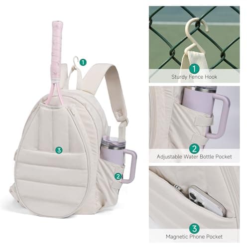 Apex Outdoors Tennis Bag for Women, Tennis Backpack for Men Holds 2 Rackets with Shoe Compartment, Wet Pocket, Coin Purse, Compatible with Pickleball, Tennis, Racketball - Thumbnail 5