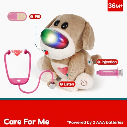 TOP BRIGHT Doctor Kit for Toddlers 3-5, Pretend Play Doctor Set with Pink Veterinarian Costume, DR Kit Dress Up Toys for Kids, Role Play Dog Vet Playset, Christmas Birthday Gifts for Girls Boys 3 4 5 - Thumbnail 2