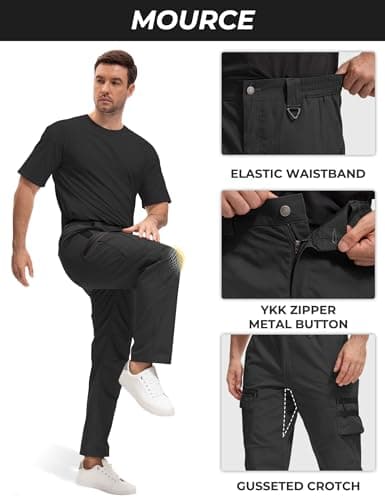 MOURCE Ripstop Tactical Pants for Men Water Resistant Quick Dry BDU Cargo Pants with 7 Large Pockets Breathable Black L 30" - Thumbnail 5