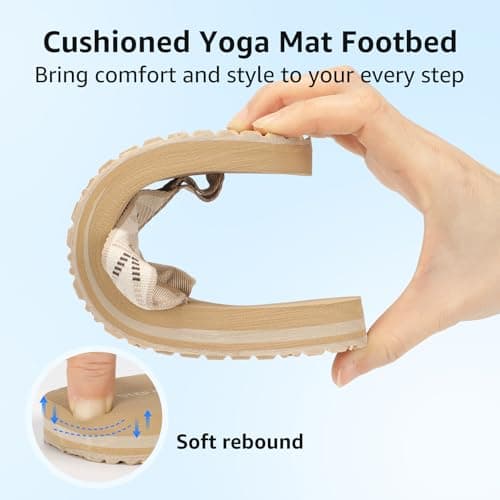 STEP QUEEN Women's Arch Support Flip Flops 2026 Summer Comfortable Rubber Water Shoes for Beach Shower Non-Slip Thong Sandals with Cushioned Footbed for Wide Feet Beige Size 10 - Thumbnail 6