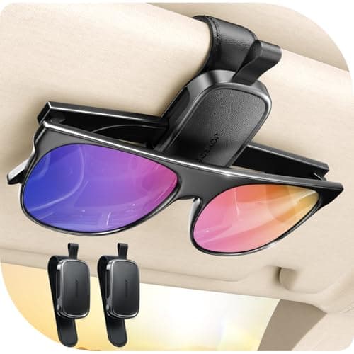 JOYROOM Sunglass Holder for Car Visor, Boyfriend Gifts & Car Organizer Magnetic Sunglasses Clip, 2 Pack (Black)