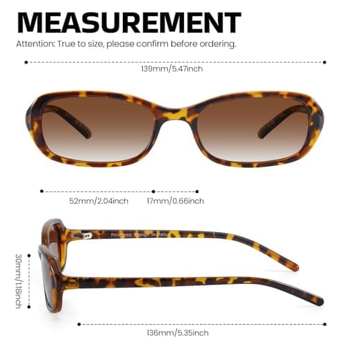 SODQW Rectangle Oval Sunglasses for Women Polarized 90s Vintage Small Sun Glasses Trendy Narrow Ladies Shades UV400 - Thumbnail 4