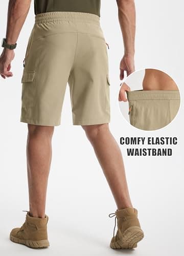Libin Men's Hiking Cargo Shorts Lightweight Quick Dry Athletic Casual Shorts for Golf Outdoor Active Zipper Pockets, Khaki, XX-Large - Thumbnail 3