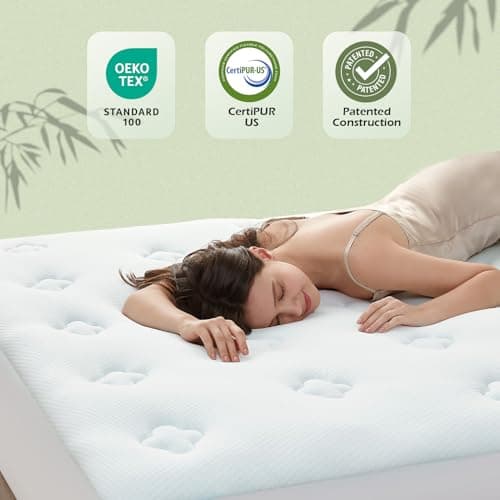 Hansleep RV Short Queen Mattress Pad Topper Memorry Foam, Camping Queen Foam Mattress Topper Viscose Derived from Bamboo, RV Mattress Pad Cover for Back Pain Relief, 60" x 75", White - Thumbnail 5
