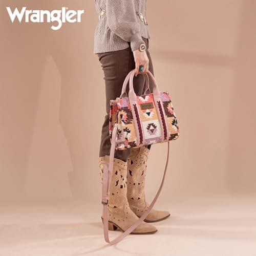 Wrangler Boho Tote Bag Aztec Top Handle Handbags and Purses Spring Southwest Satchel Shoulder Bag WG166G-81203PK - Thumbnail 2