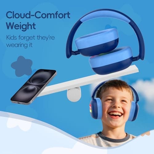 LOBKIN Kids Headphones Bluetooth 6.0,Over Ear Kids Headphones Wireless with Mic 55H Playtime AUX Cord 85dB Safe Volume Limited Foldable Design for Boys Girls Travel/School/iPad - Thumbnail 5