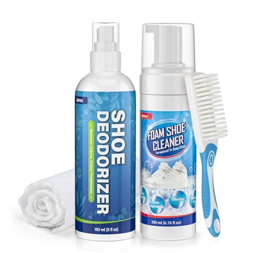 Jevvu Shoe Cleaner & Deodorizer Kit, 2-in-1 Shoe Cleaner & Odor Eliminator Spray for White Shoes, Leather, Canvas & More - Image 1