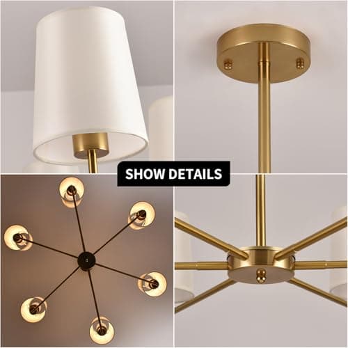 Omgomne 38" Brushed Gold Farmhouse Chandeliers for Dining Room - Thumbnail 4