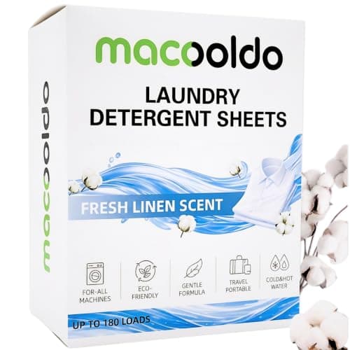 MACOOLDO 180 Loads Laundry Detergent Sheets (Fresh Linen Scent)