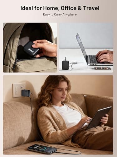 Omnibar Retractable Charger, 45W 2-Port USB C Fast Charger Block with Foldable Plug, GaN Compact PD PPS Type C Charger Fast Charging for iPhone 17/16/15, Samsung S26/S25, iPad Pro, Switch, Airpods 4 - Thumbnail 5