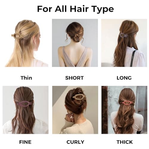 8 Pack Clear Flat Hair Clips – Matte Claw Clips for Women & Girls, Fresh Aesthetic Hair Accessories, Strong Hold No-Slip Barrettes for Summer & Everyday Styling - Thumbnail 6