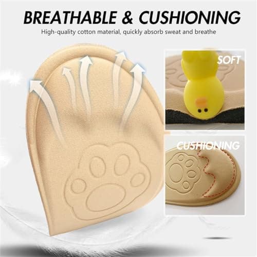 XINIFOOT 4 Pairs Ball of Foot Cushion Pads, Insoles for Heels Self Adhesive Pads, Anti-Slip Forefoot Cushion Pads, Adjustable Toe Filler Inserts Front Insoles, High Heels Shoes Inserts（Black + Skin） - Thumbnail 3