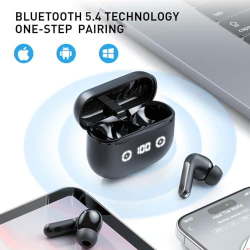 havit Wireless Earbuds with LED Display, Bluetooth 5.4 Headphones, 40H Playtime, in-Ear Earbuds with App Control for Music, Workout & Daily Use - Thumbnail 6