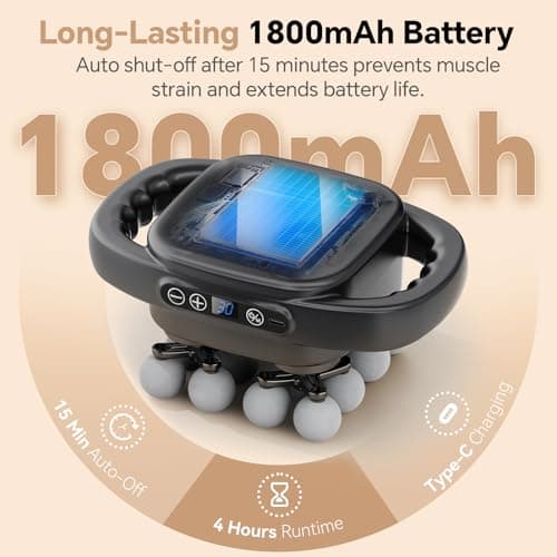 Beown 16 Head Massage Gun Deep Tissue, Fathers Day Dad Gifts, Back Muscle Massager with 3 Modes & 30 Intensity Levels for Legs, Waist, Back, Neck, Portable Percussion Massage Gun for Pain Relief, - Thumbnail 5