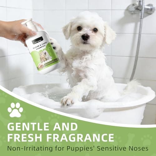 AOPEIBOTO Puppy Shampoo for Puppies 8 Weeks Old, Gentle Tearless Dog Shampoo for Smelly Dogs, Deodorizing Dog Shampoo with Aloe Vera & Oat Extract - Thumbnail 2