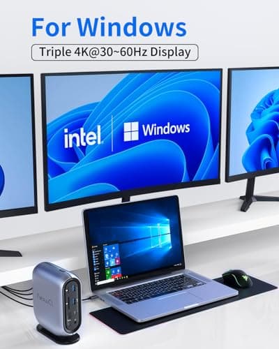 16-in-1 Universal Docking Station for All Laptops with 150W Power Adapter, Triple Monitor for Mac, Windows, ChromeOS, Linux, Dual HDMI, DP, 10Gbps USBC USBA, Gigabit Ethernet, SD/TF, Audio - Thumbnail 4