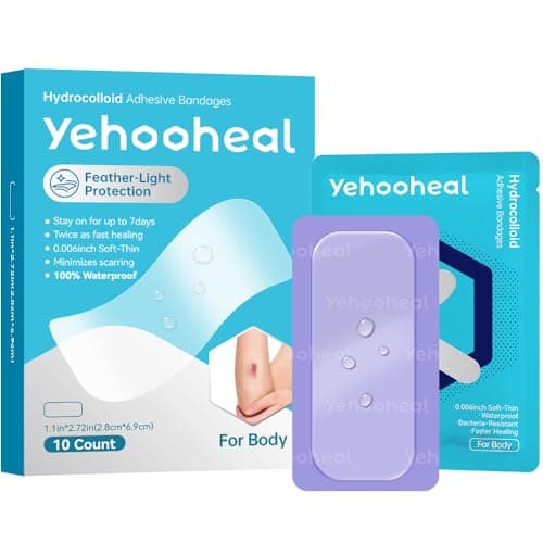 Hydrocolloid Bandages 0.006in Optimally Thin Second Skin 5 Day Protect Waterproof Faster Healing Less Scarring Individually Wrapped,for Body Cuts Scrapes Burns First Aid,10 Count(1.1in*2.72in) - Image 1