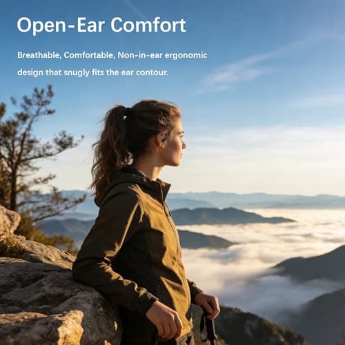 Essonio Open Ear Headphones Wireless Bluetooth 6.0, DT9.0 Directional Sound Earbuds with Ear Hooks 35H Playtime ENC Mic, IPX5 Waterproof for Running Workout Black - Thumbnail 3