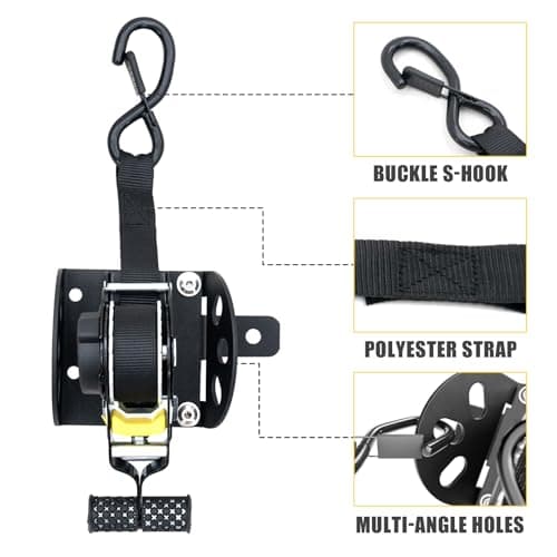 Maxzina Retractable Ratchet Straps Compatible with 2022-2025 2026 Ford Maverick Retracting Straps Auto Retract Securing Strap Tie Down System 2PCS for 2024 Maverick Accessories - Thumbnail 3