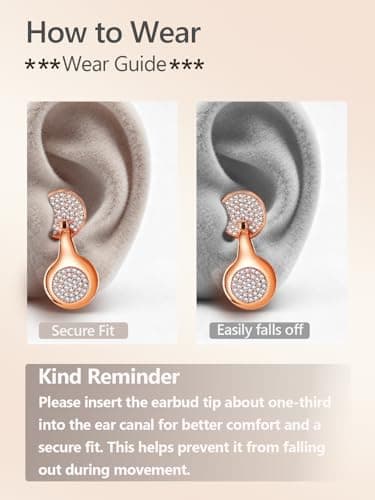 FUNNYEAH JewelPods H01 Wireless Earbuds for Small Ear, Open Ear Earbuds Jewelry-Inspired Designs Metal Headphones, Excellent Spatial Audio,Sweat and Water Resistant,72H Play - Thumbnail 5