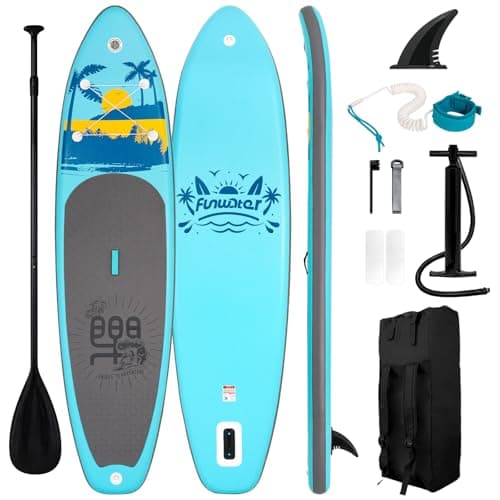FunWater SUP Inflatable Stand Up Paddle Board Ultra-Light Inflatable Paddleboard with Accessories, Fin, Adjustable Paddle, Pump, Backpack, Leash - Image 1
