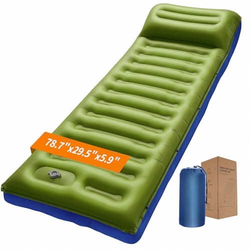 NINTYNINE Camping Sleeping Pad, 5.9" Extra-Thick Reinforced Camping Pad with Built-in Pillow & Foot Pump, Ultralight Compact Inflating Sleeping Mat for Backpacking Hiking Travel Tent Beach - Image 1