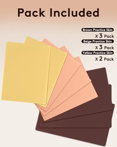 Lady Up 1mm Blank Tattoo Skin, 8 Pack Professional Thick Silicone Sheets (7.6"x6"), Tattoo Skin for Training, Soft Practice Skin for Beginners and Experienced Tattoo Artists, 3 Brown 3 Beige 2 Yellow - Thumbnail 6