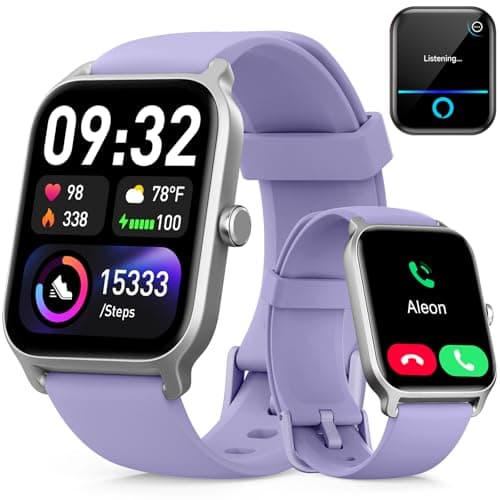 Smart Watches for Women Men, 1.85” HD Touchscreen Fitness Tracker with Call & Message Alerts, 24/7 Heart Rate/Sleep Monitor,100+ Sport Modes, 2ATM Waterproof Smart Watch for Android iPhone (Purple) - Image 1