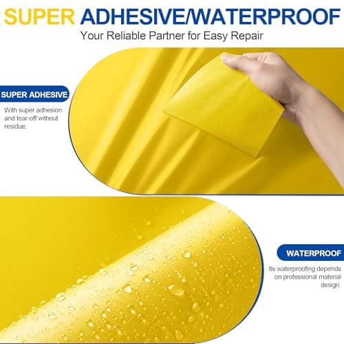YIKAD Fabric Repair Tape, Self Adhesive Nylon Repair Patch, Waterproof Outdoor Nylon Tape/Patch Kit for Down Jacket Clothing Tent Awnings Boat Cover Couches Yellow 4x70 inch - Thumbnail 3