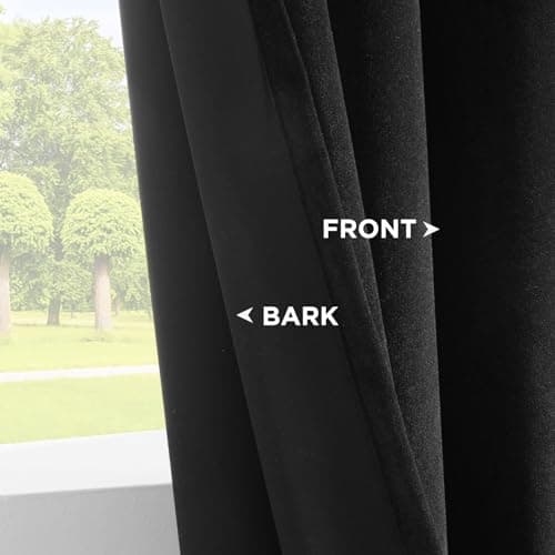 Joydeco Black Velvet Curtains 84 Inches Long, Blackout Grommet Luxury Curtain 2 Panels, Insulated Thermal Privacy Room Darkening Velvet Drapes for Bedroom Living Room (52Wx84L) - Thumbnail 4