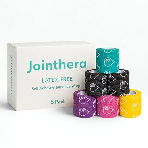 JOINTHERA Premium Latex Free Self Adhesive Bandage Wrap - 2 Inch x 5 Yards, 6 Pack | Elastic Cohesive Bandages, Vet Wound Tape for Pet, Athletic Adherent Grip for Sports, Medical and Tattoo Supplies