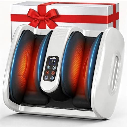 Foot Massager Machine with Heat & Cooling, Deep Tissue Kneading Vibration Foot and Calf Massager w/ Adjustable Modes, Timer & Auto Shut-Off, Washable Liners, Large Size Home Office Gift for Men Women