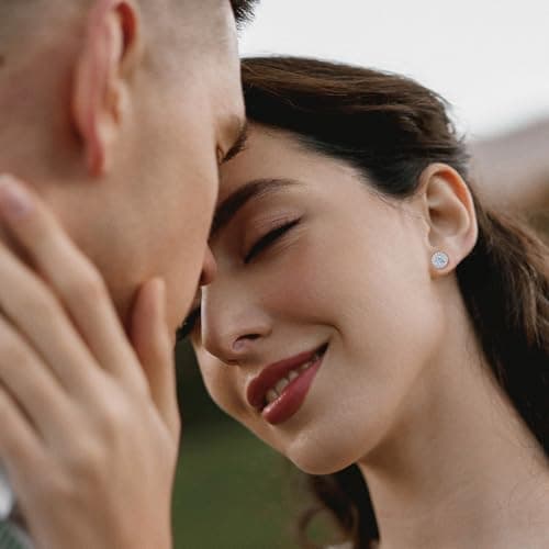 0.5CT Round Moissanite Earrings for Women D Color VVS1 S925 Sterling Silver White Gold Plated Ideal Gift for Wife Mom on Anniversary Mother's Day Birthday Expressing Maternal Love and Friendship - Thumbnail 5